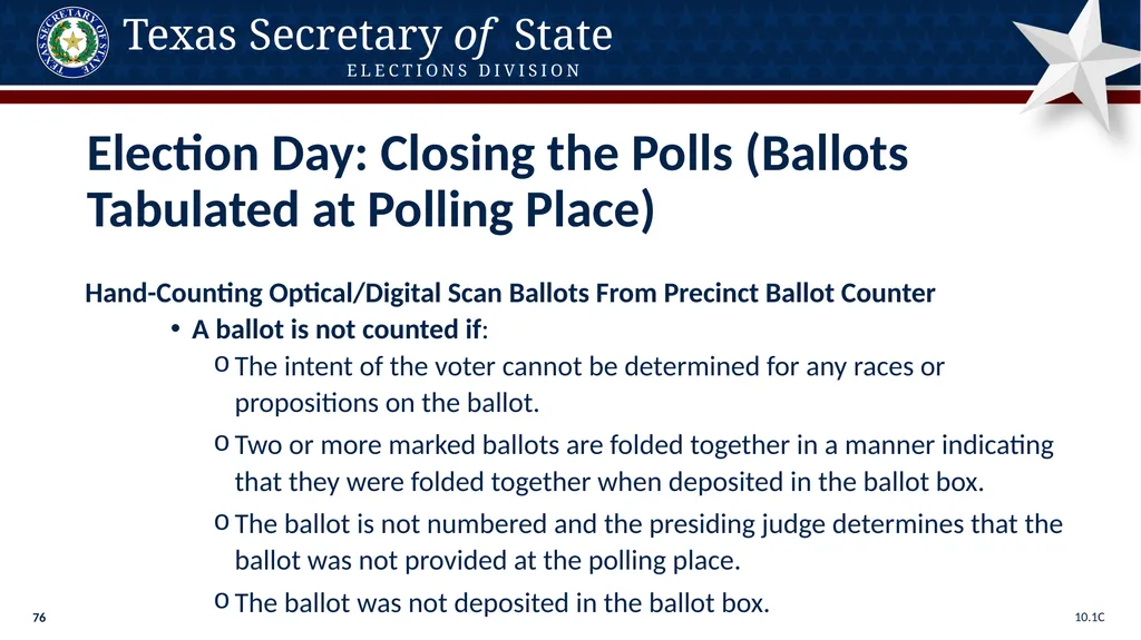 Poll Worker Training Comprehensive State Version - slide 76 of 184