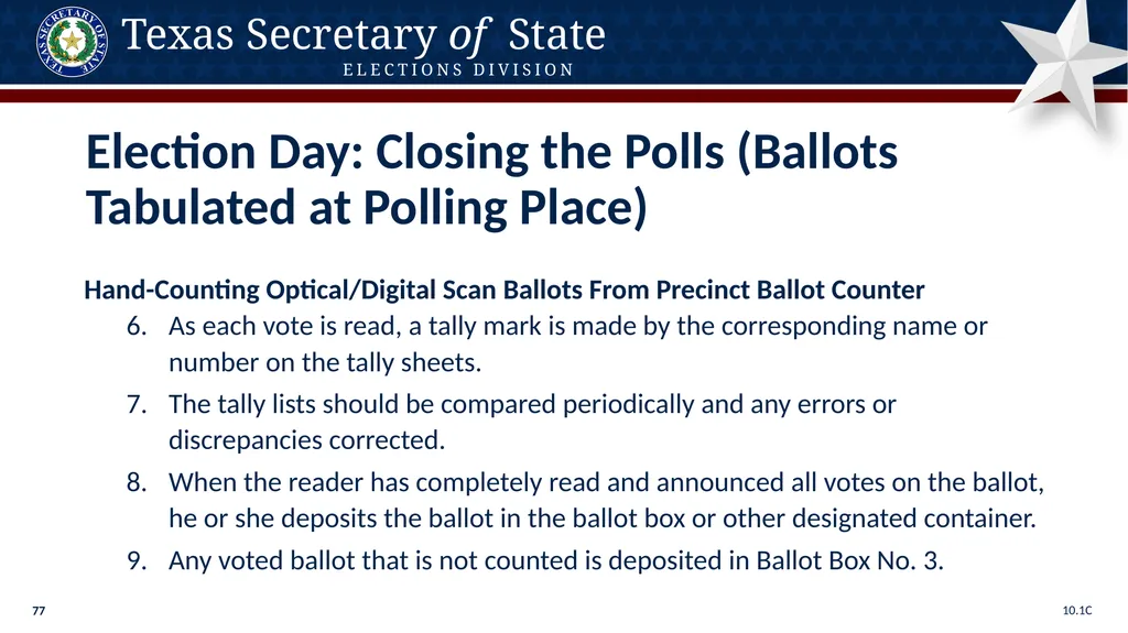 Poll Worker Training Comprehensive State Version - slide 77 of 184