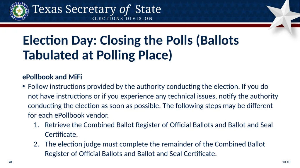 Poll Worker Training Comprehensive State Version - slide 78 of 184