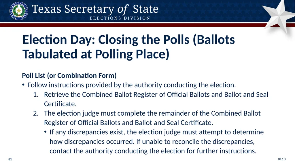 Poll Worker Training Comprehensive State Version - slide 81 of 184