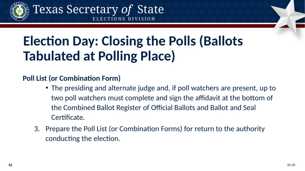 Poll Worker Training Comprehensive State Version - slide 82 of 184