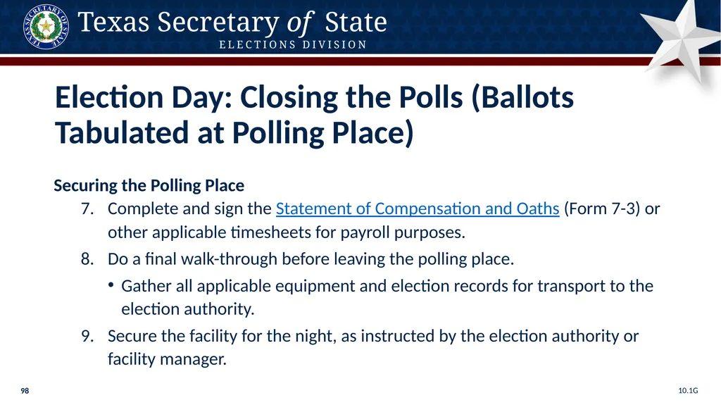 Poll Worker Training Comprehensive State Version - slide 98 of 184