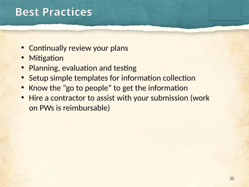 PDA’s from Snowstorms to Tornados Agenda 2 - slide 22 of 23
