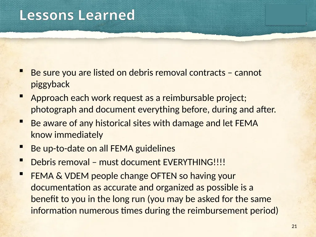 PDA’s from Snowstorms to Tornados Agenda 2 - slide 21 of 23