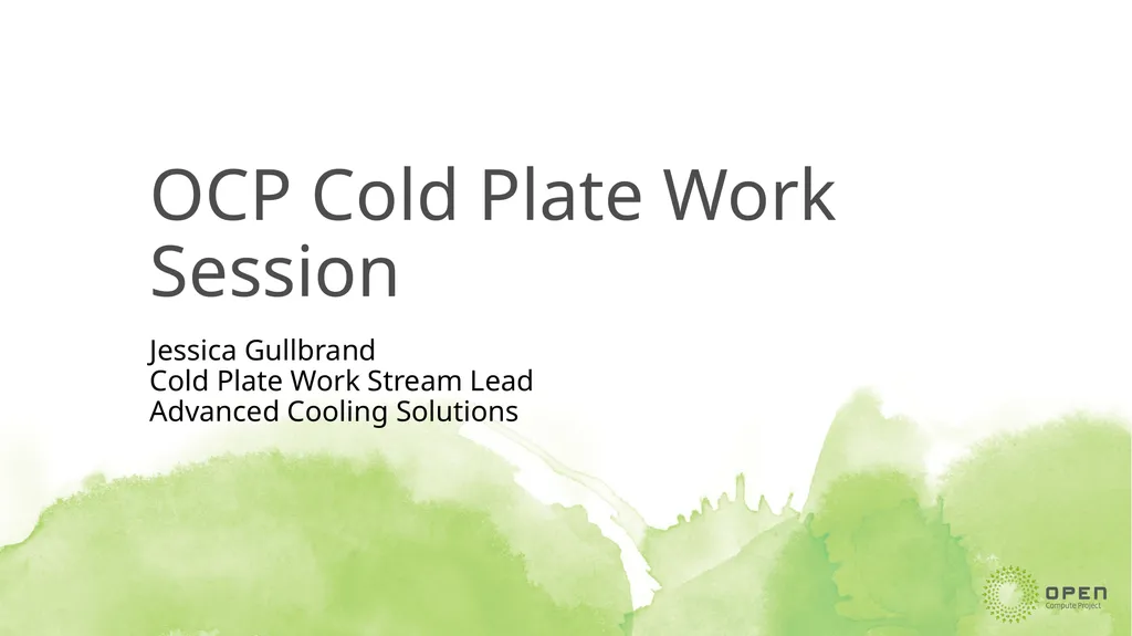 Jessica Gullbrand Cold Plate Work Stream Lead - slide 1 of 26
