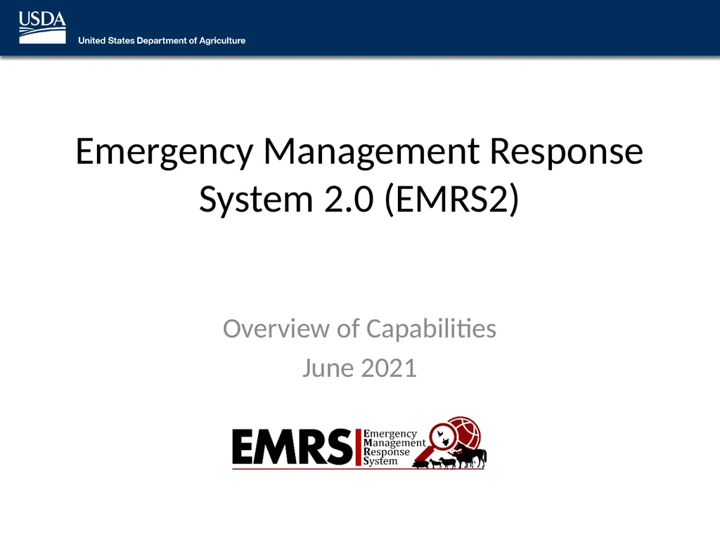 Emergency Management Response System 2.0 (EMRS2) - slide 1 of 37