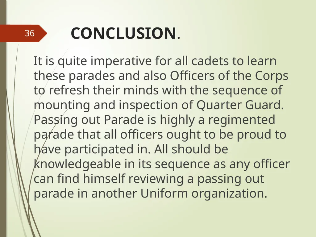 COMMAND AND CONTROL OF CEREMONIAL PARADE 1 - slide 36 of 37
