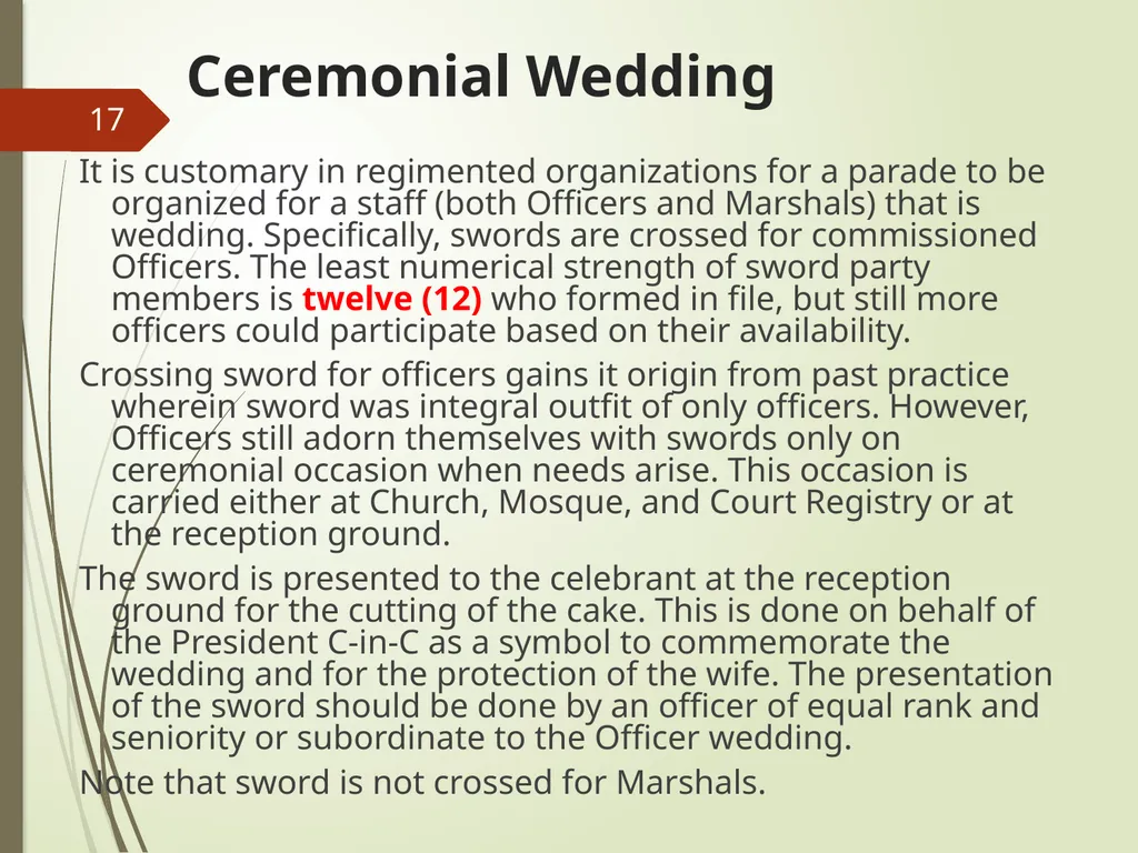COMMAND AND CONTROL OF CEREMONIAL PARADE 1 - slide 17 of 37