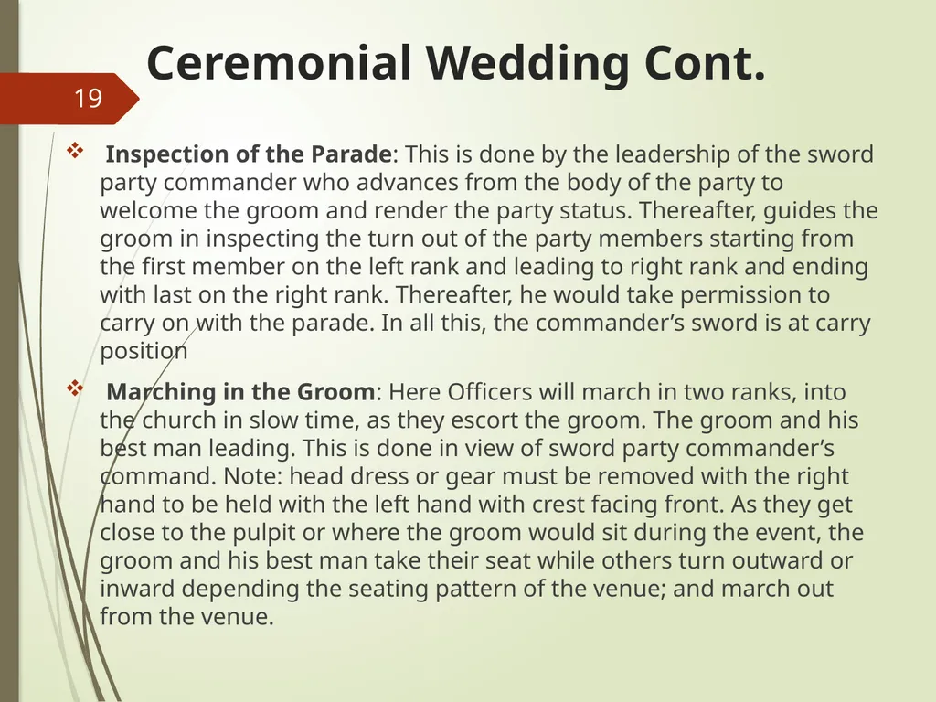 COMMAND AND CONTROL OF CEREMONIAL PARADE 1 - slide 19 of 37