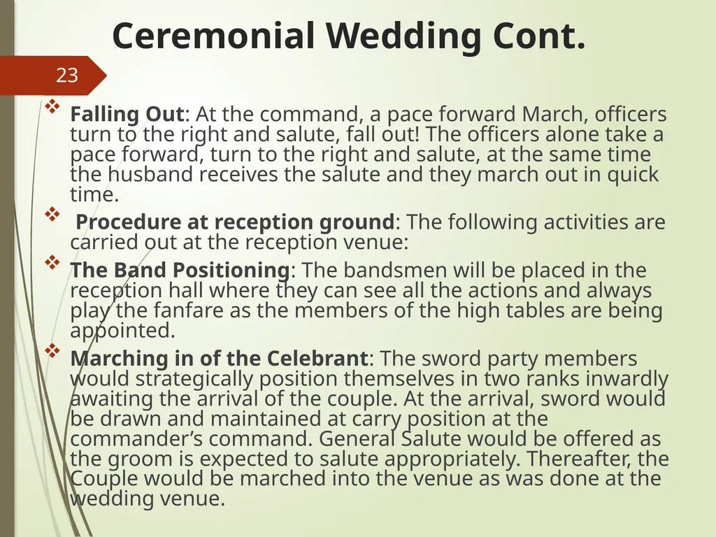 COMMAND AND CONTROL OF CEREMONIAL PARADE 1 - slide 23 of 37