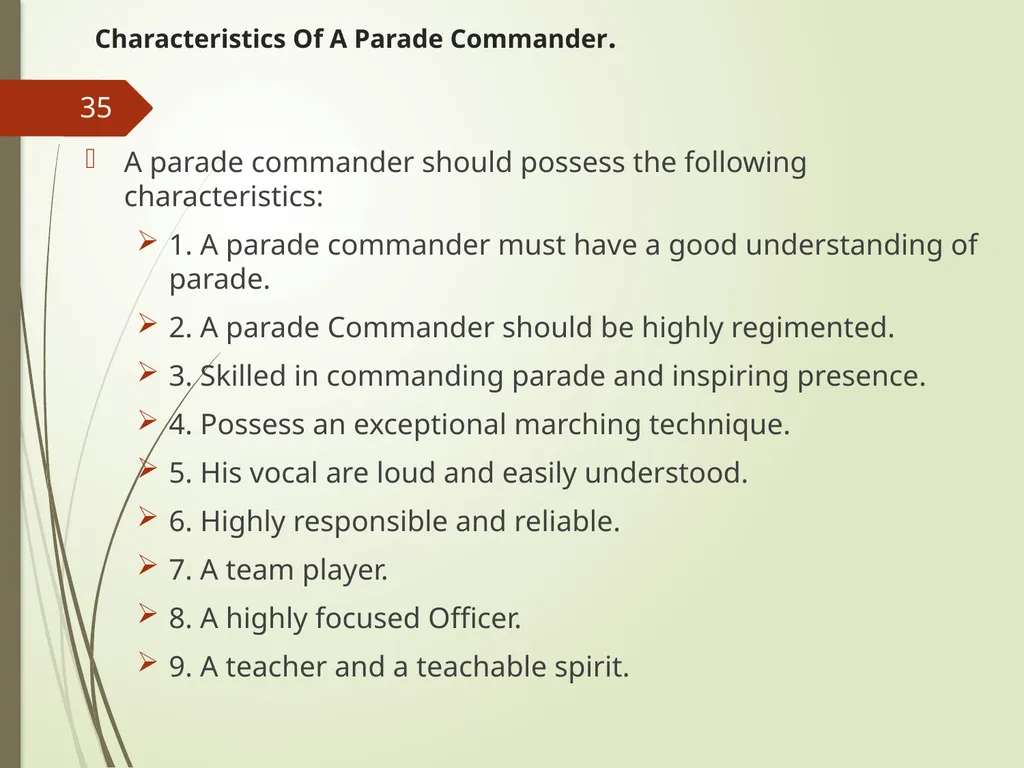 COMMAND AND CONTROL OF CEREMONIAL PARADE 1 - slide 35 of 37