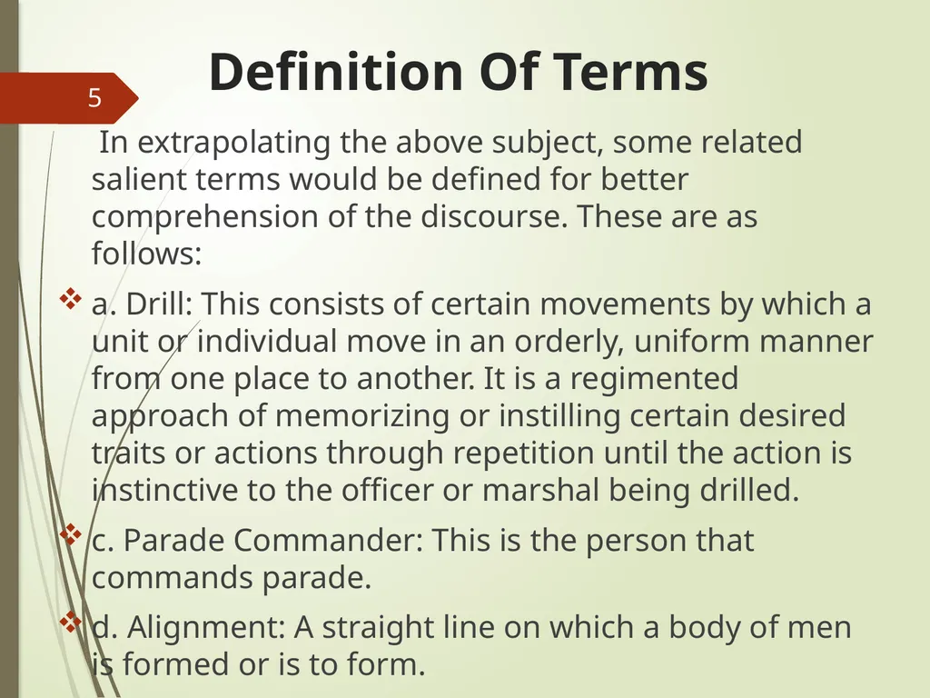 COMMAND AND CONTROL OF CEREMONIAL PARADE 1 - slide 5 of 37