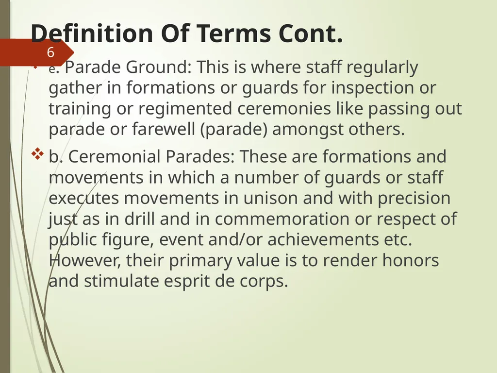 COMMAND AND CONTROL OF CEREMONIAL PARADE 1 - slide 6 of 37
