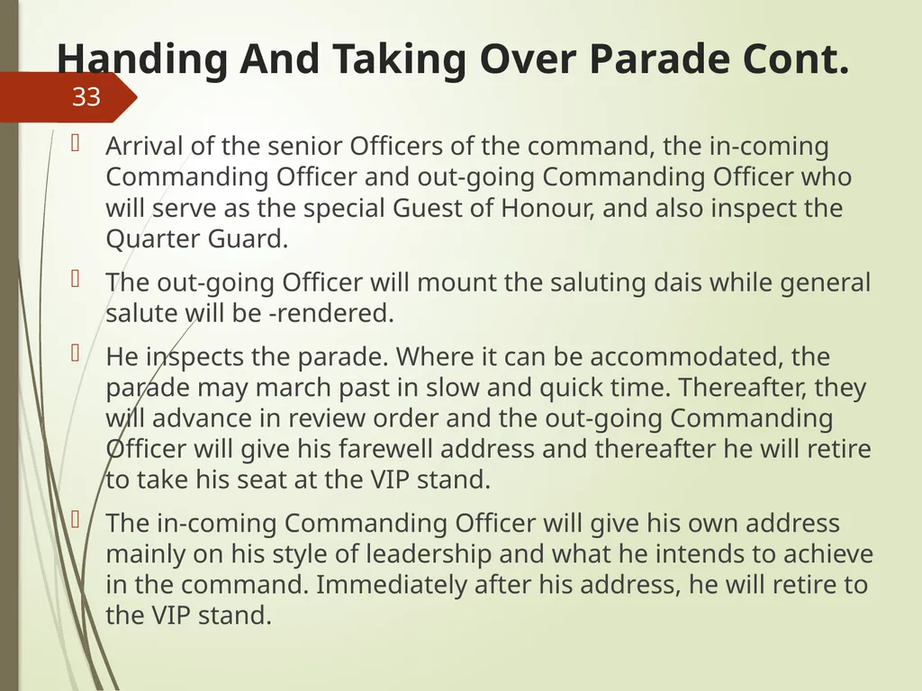 COMMAND AND CONTROL OF CEREMONIAL PARADE 1 - slide 33 of 37