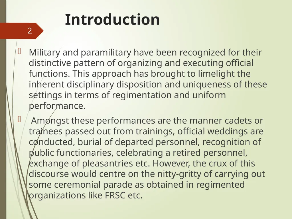 COMMAND AND CONTROL OF CEREMONIAL PARADE 1 - slide 2 of 37