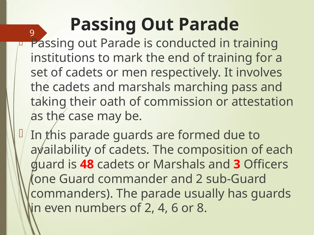COMMAND AND CONTROL OF CEREMONIAL PARADE 1 - slide 9 of 37