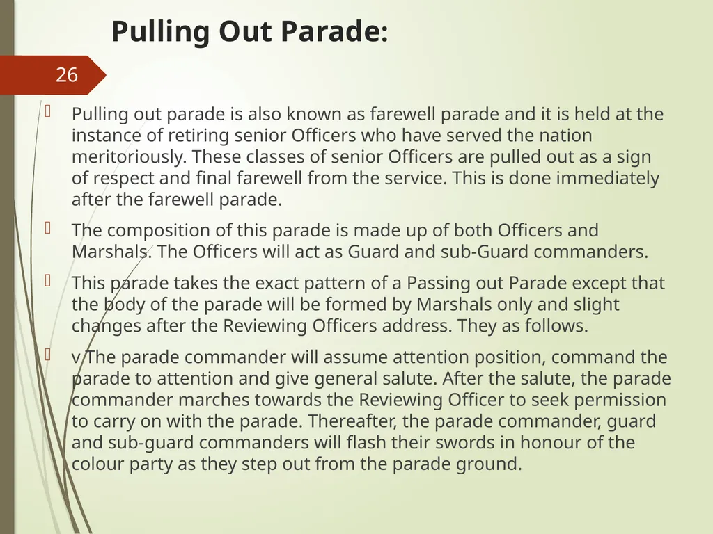 COMMAND AND CONTROL OF CEREMONIAL PARADE 1 - slide 26 of 37