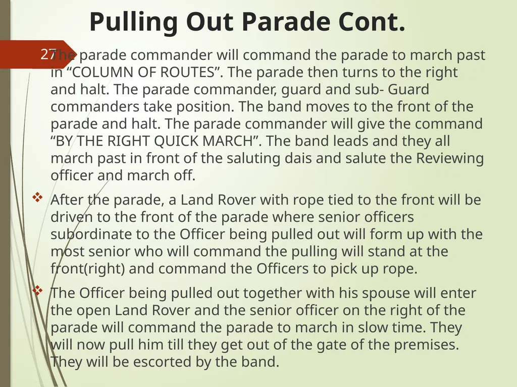 COMMAND AND CONTROL OF CEREMONIAL PARADE 1 - slide 27 of 37