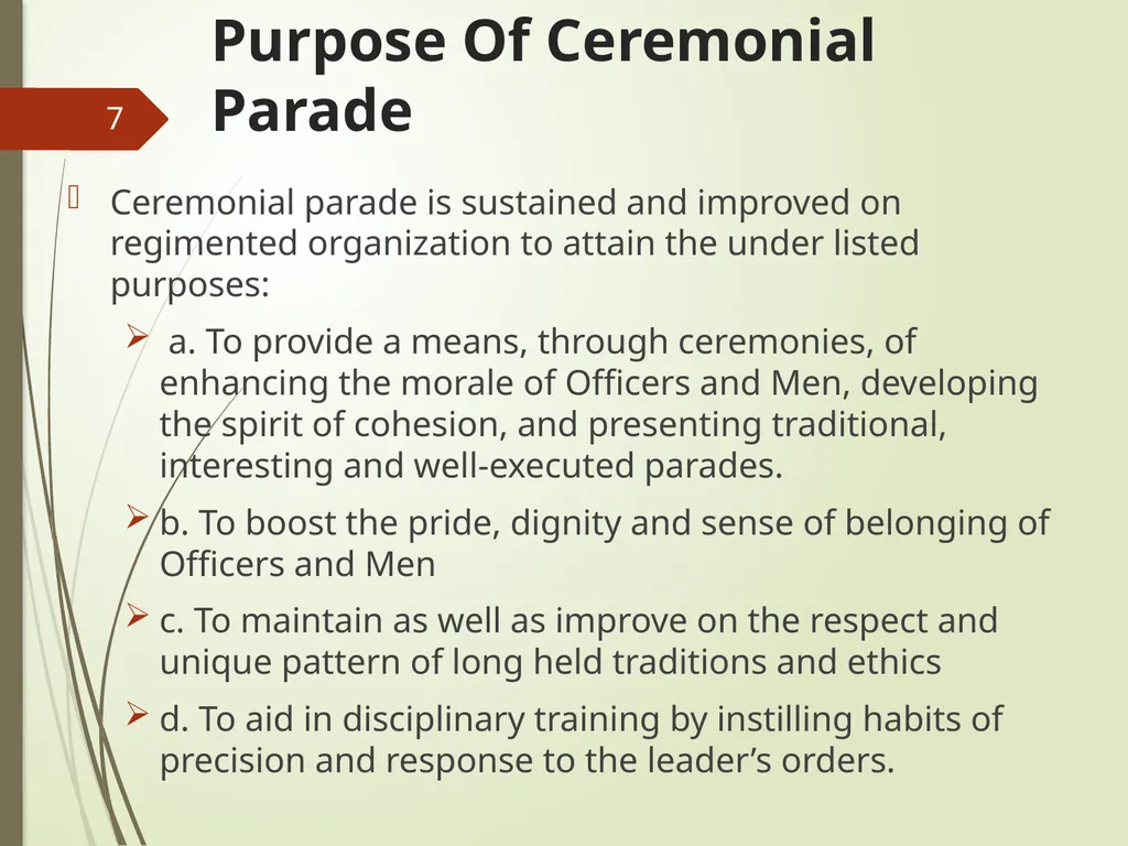 COMMAND AND CONTROL OF CEREMONIAL PARADE 1 - slide 7 of 37
