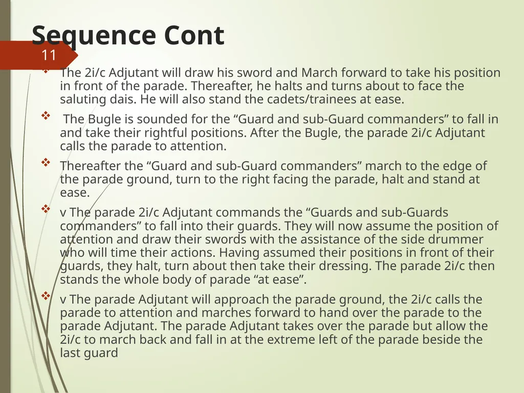 COMMAND AND CONTROL OF CEREMONIAL PARADE 1 - slide 11 of 37