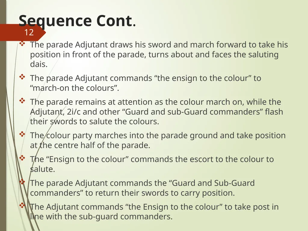 COMMAND AND CONTROL OF CEREMONIAL PARADE 1 - slide 12 of 37