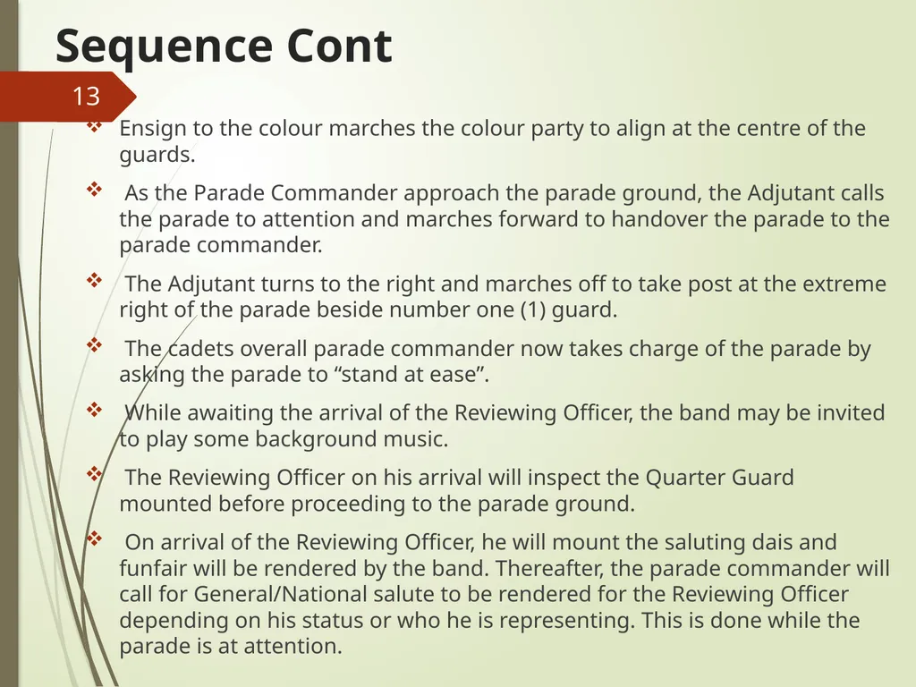 COMMAND AND CONTROL OF CEREMONIAL PARADE 1 - slide 13 of 37