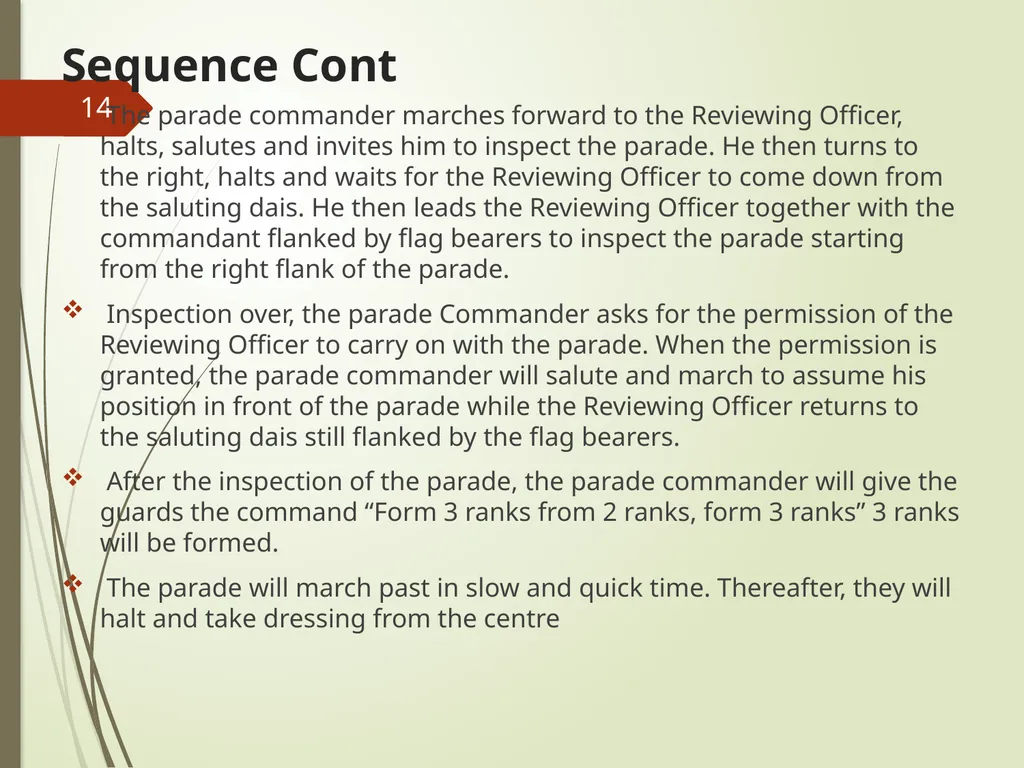COMMAND AND CONTROL OF CEREMONIAL PARADE 1 - slide 14 of 37