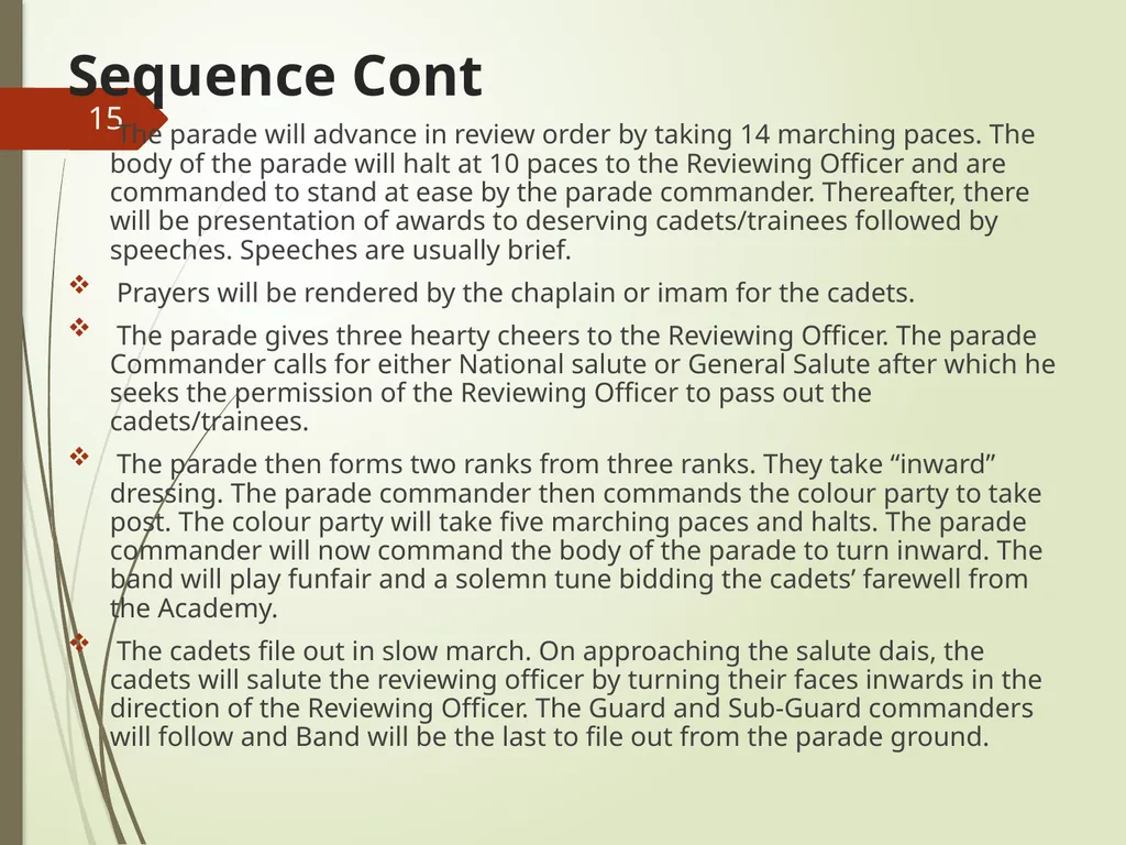 COMMAND AND CONTROL OF CEREMONIAL PARADE 1 - slide 15 of 37