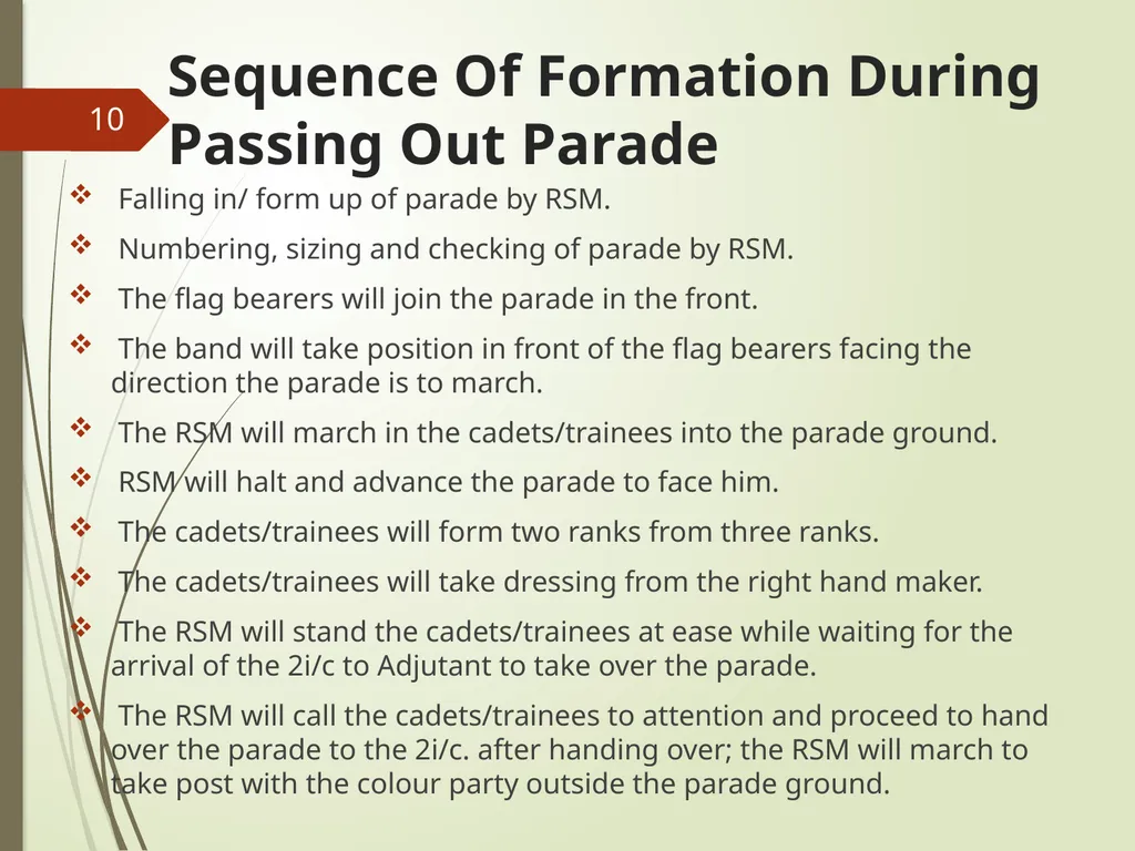 COMMAND AND CONTROL OF CEREMONIAL PARADE 1 - slide 10 of 37