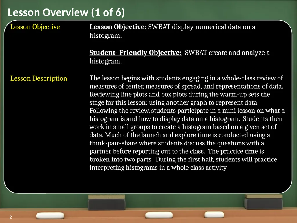 Displaying Numerical Data on Histograms 1 2 Lesson - slide 2 of 73