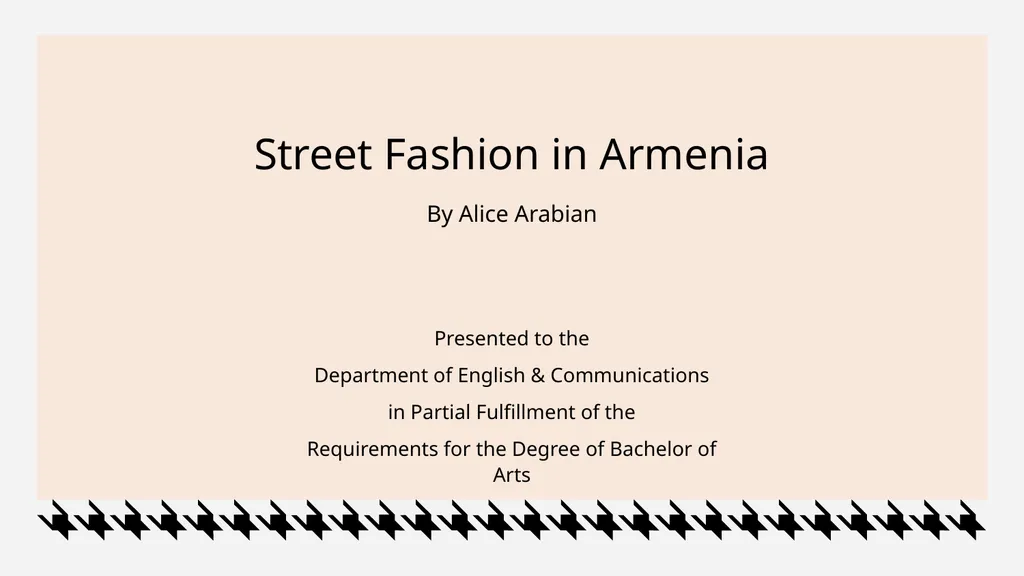 Presented to the Department of English &