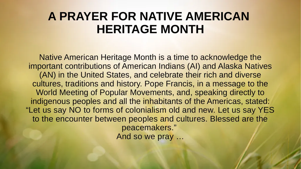 A PRAYER FOR NATIVE AMERICAN HERITAGE MONTH Native - slide 1 of 2
