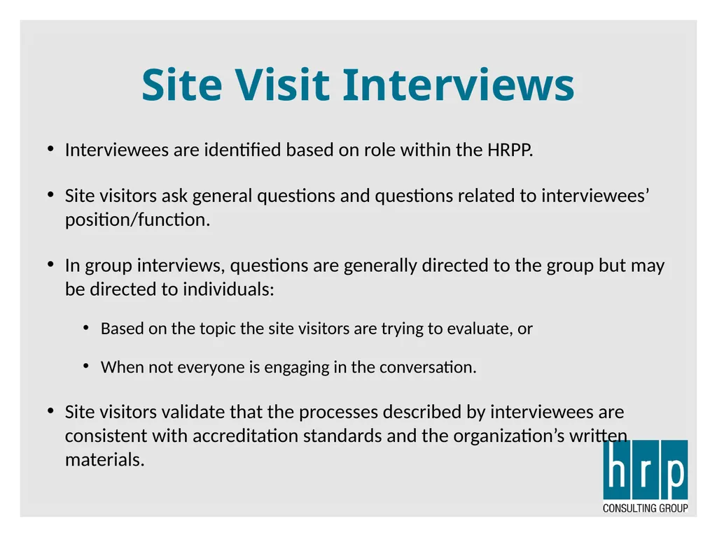 AAHRPP Site Visit Preparation (Key Personnel) - slide 11 of 48