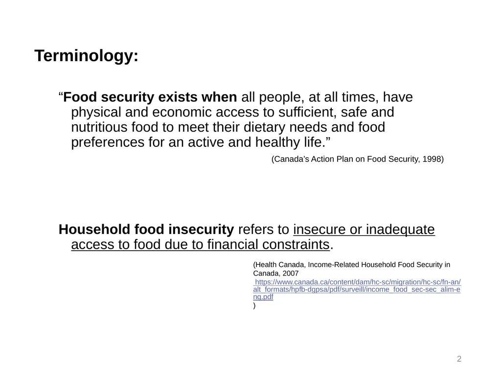 Understanding household food insecurity in Canada, - slide 2 of 22