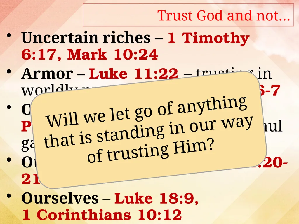 Learning to Trust God Closer To God (3) What is - slide 6 of 17