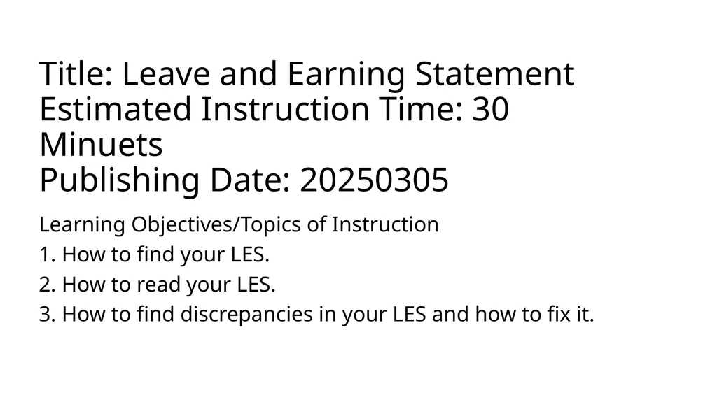 Title: Leave and Earning Statement Estimated - slide 1 of 21