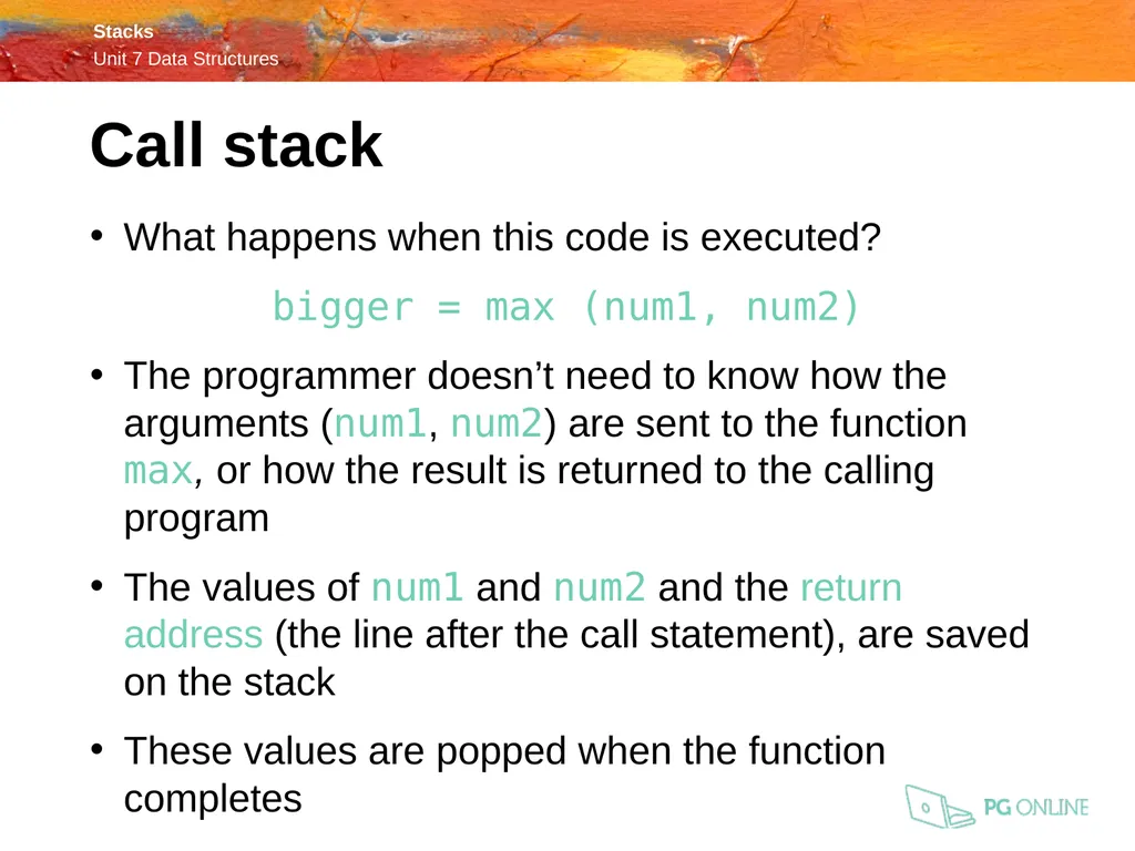 OCR A Level Computer Science H446 – Paper 1 Stacks - slide 15 of 20