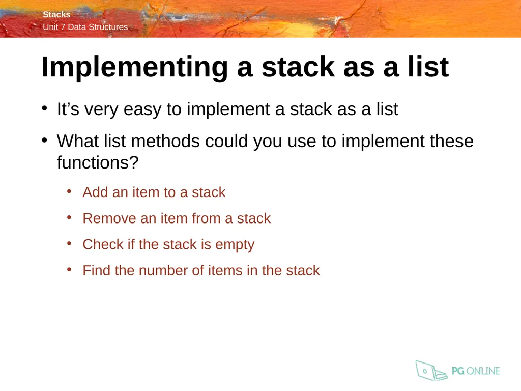 OCR A Level Computer Science H446 – Paper 1 Stacks - slide 10 of 20