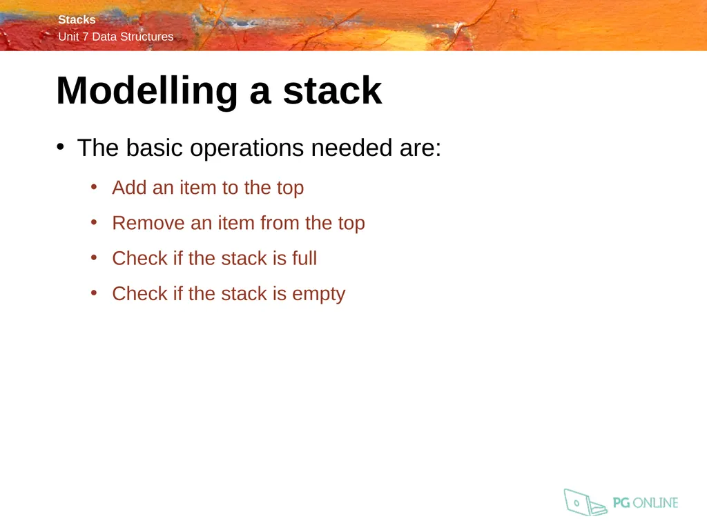 OCR A Level Computer Science H446 – Paper 1 Stacks - slide 6 of 20