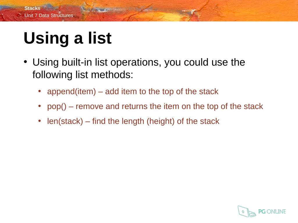 OCR A Level Computer Science H446 – Paper 1 Stacks - slide 11 of 20