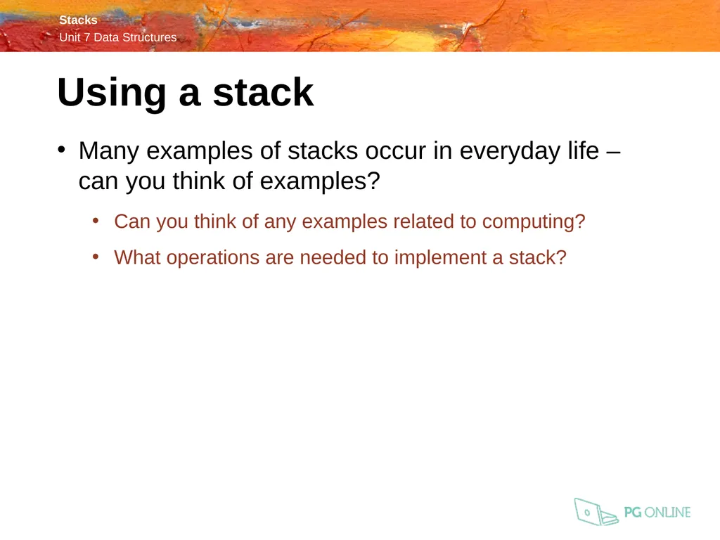 OCR A Level Computer Science H446 – Paper 1 Stacks - slide 5 of 20