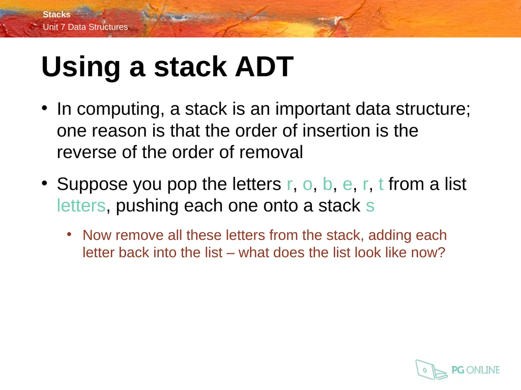 OCR A Level Computer Science H446 – Paper 1 Stacks - slide 8 of 20