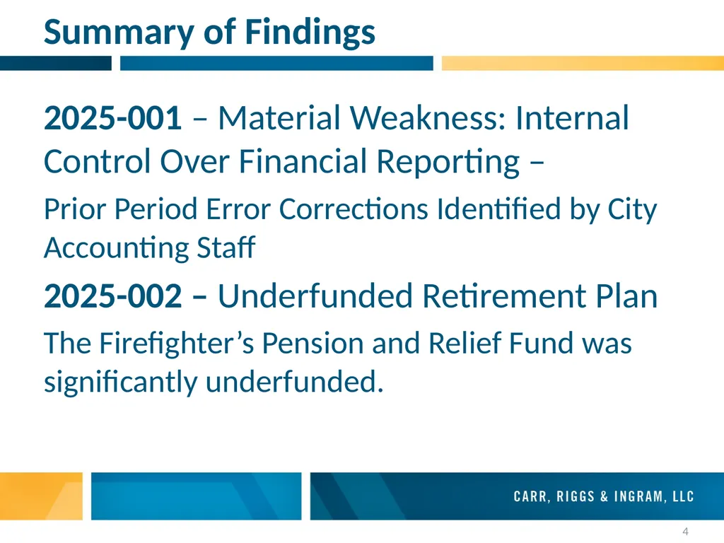 City of New Orleans Audit Presentation July 15, - slide 4 of 14