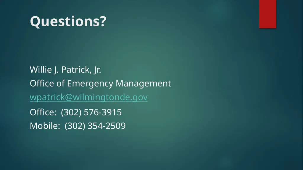 Wilmington Emergency Operations Plan (WEOP) - slide 18 of 18