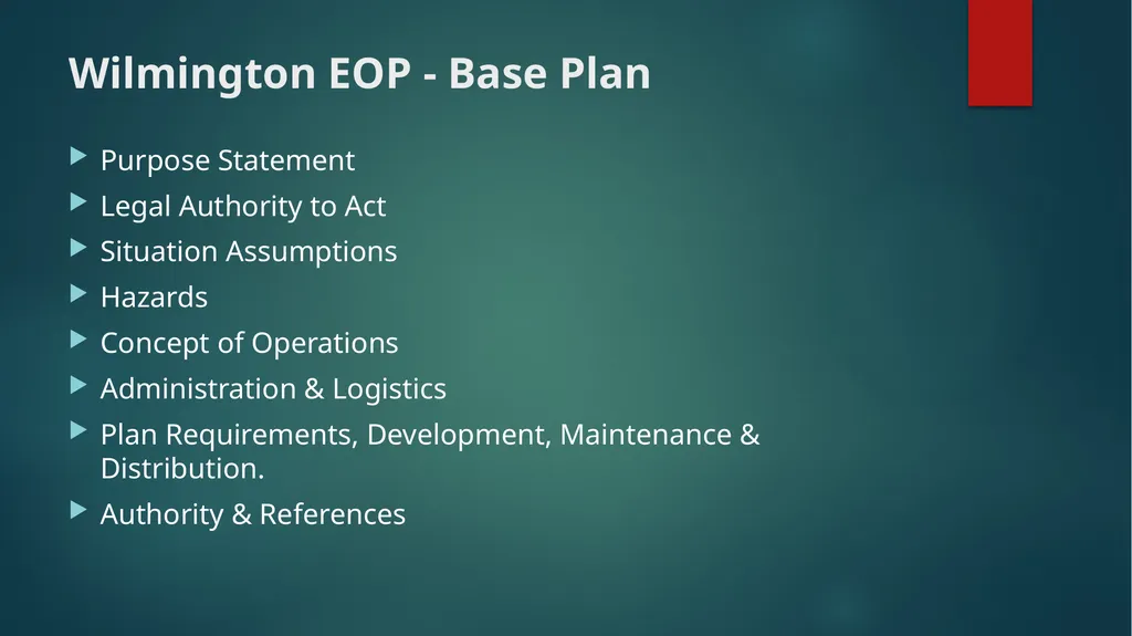 Wilmington Emergency Operations Plan (WEOP) - slide 9 of 18