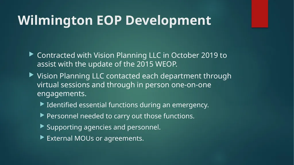 Wilmington Emergency Operations Plan (WEOP) - slide 6 of 18