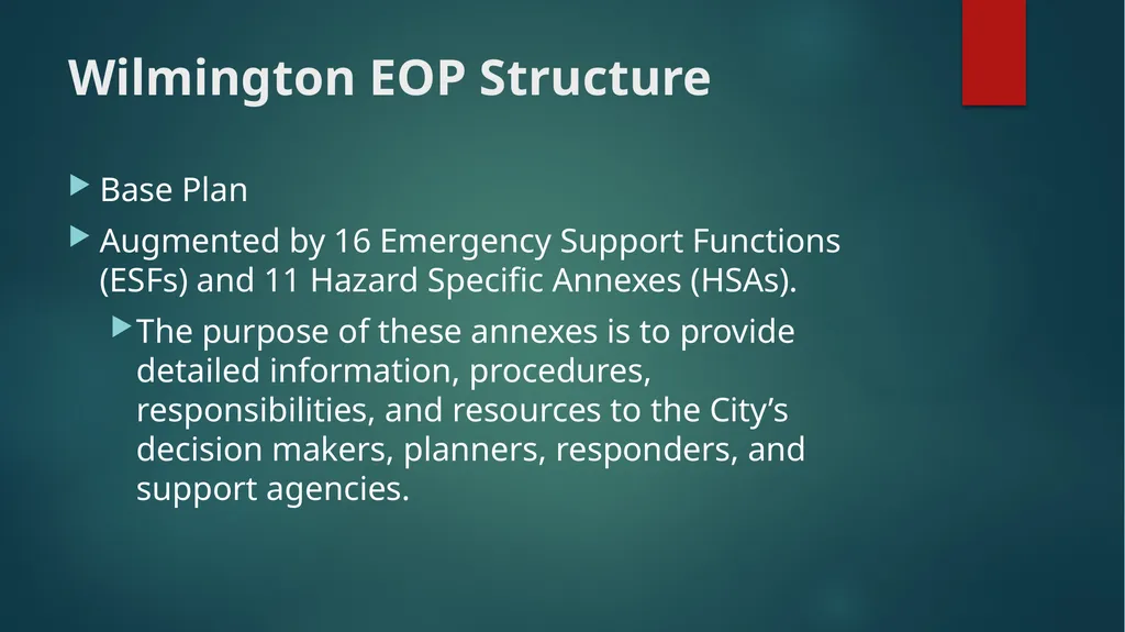 Wilmington Emergency Operations Plan (WEOP) - slide 8 of 18