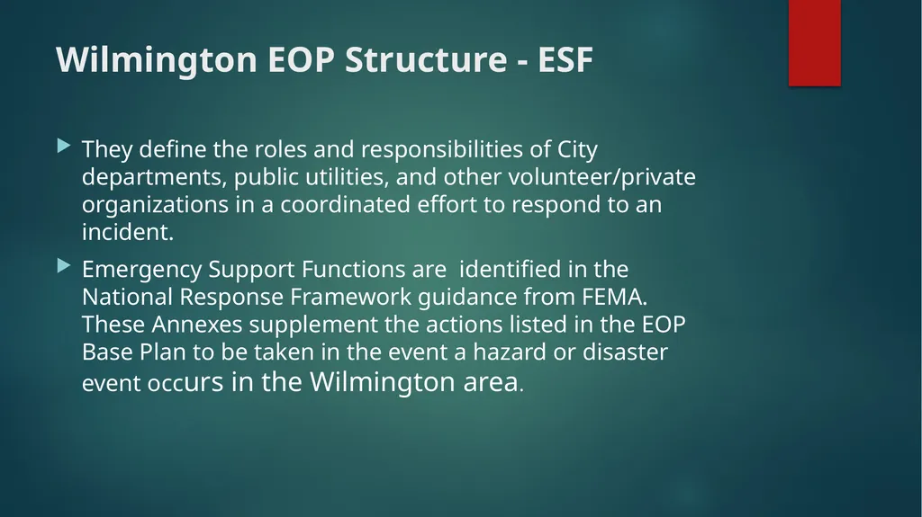 Wilmington Emergency Operations Plan (WEOP) - slide 10 of 18