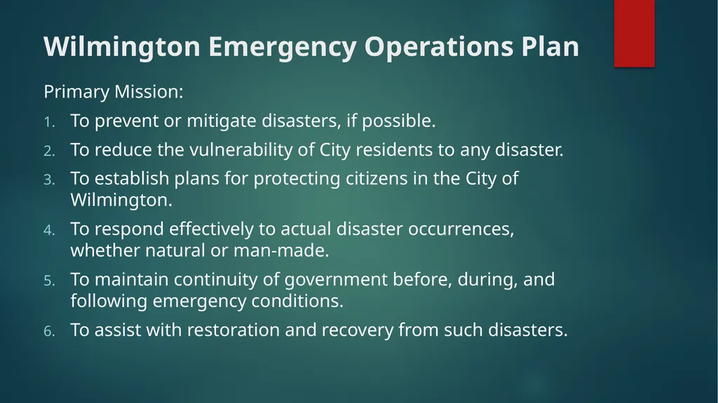 Wilmington Emergency Operations Plan (WEOP) - slide 4 of 18