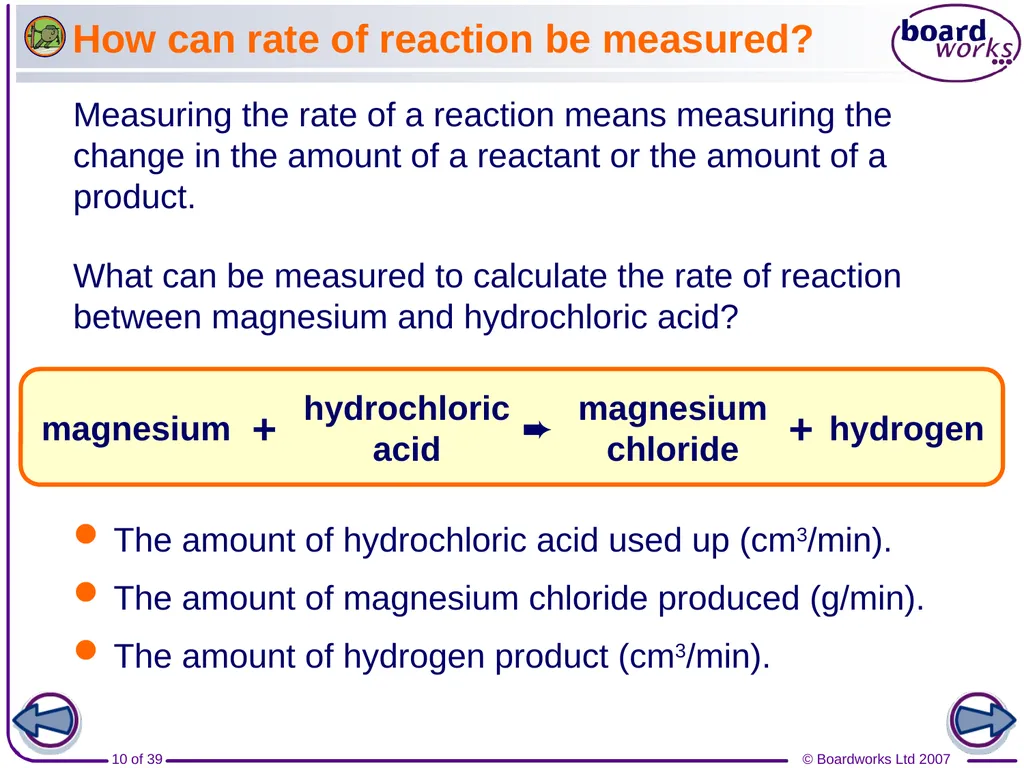 What does rate of reaction mean? The speed of - slide 10 of 39